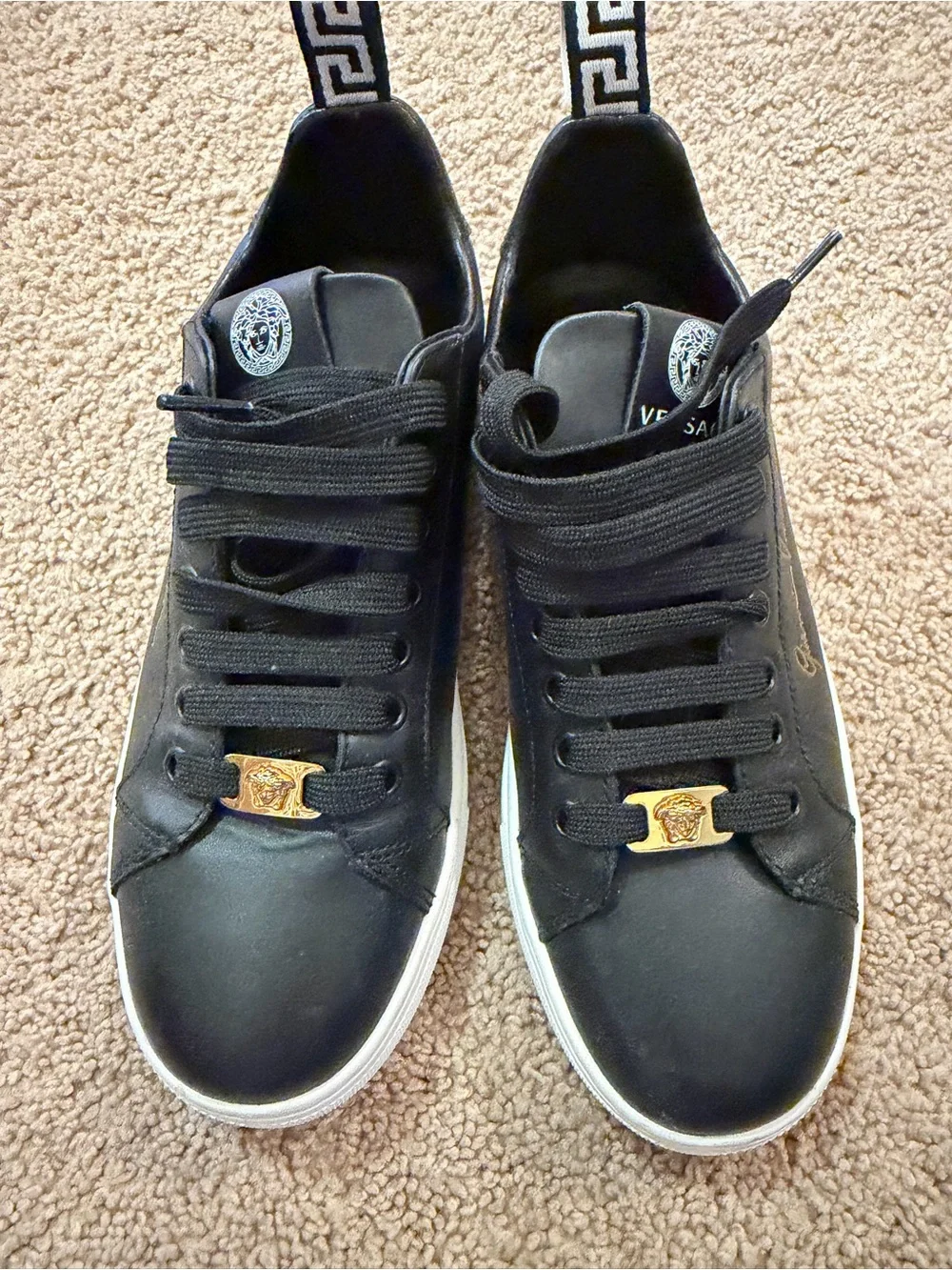 Gianni Versace Black Leather Logo Sneakers